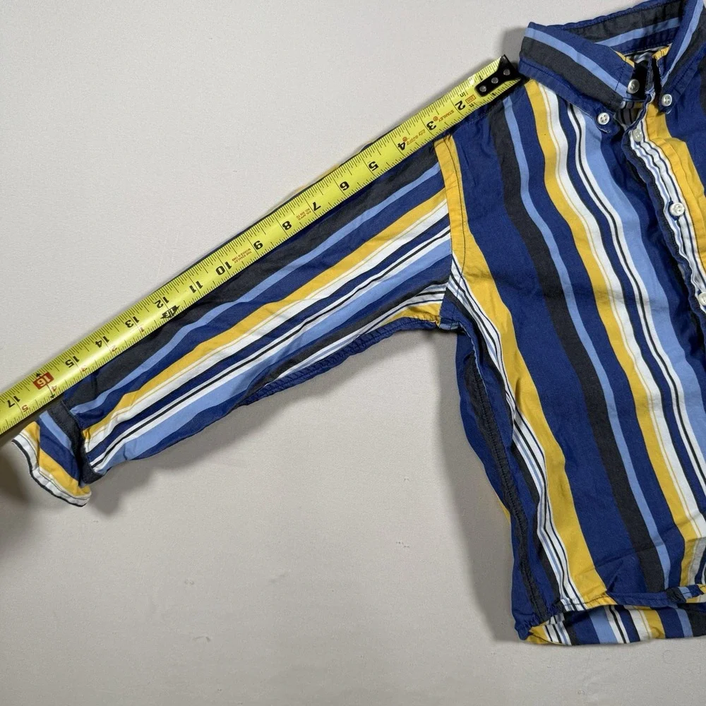 Ralph Lauren Boys Striped Button Down Shirt Blue‎ Yellow Size 4